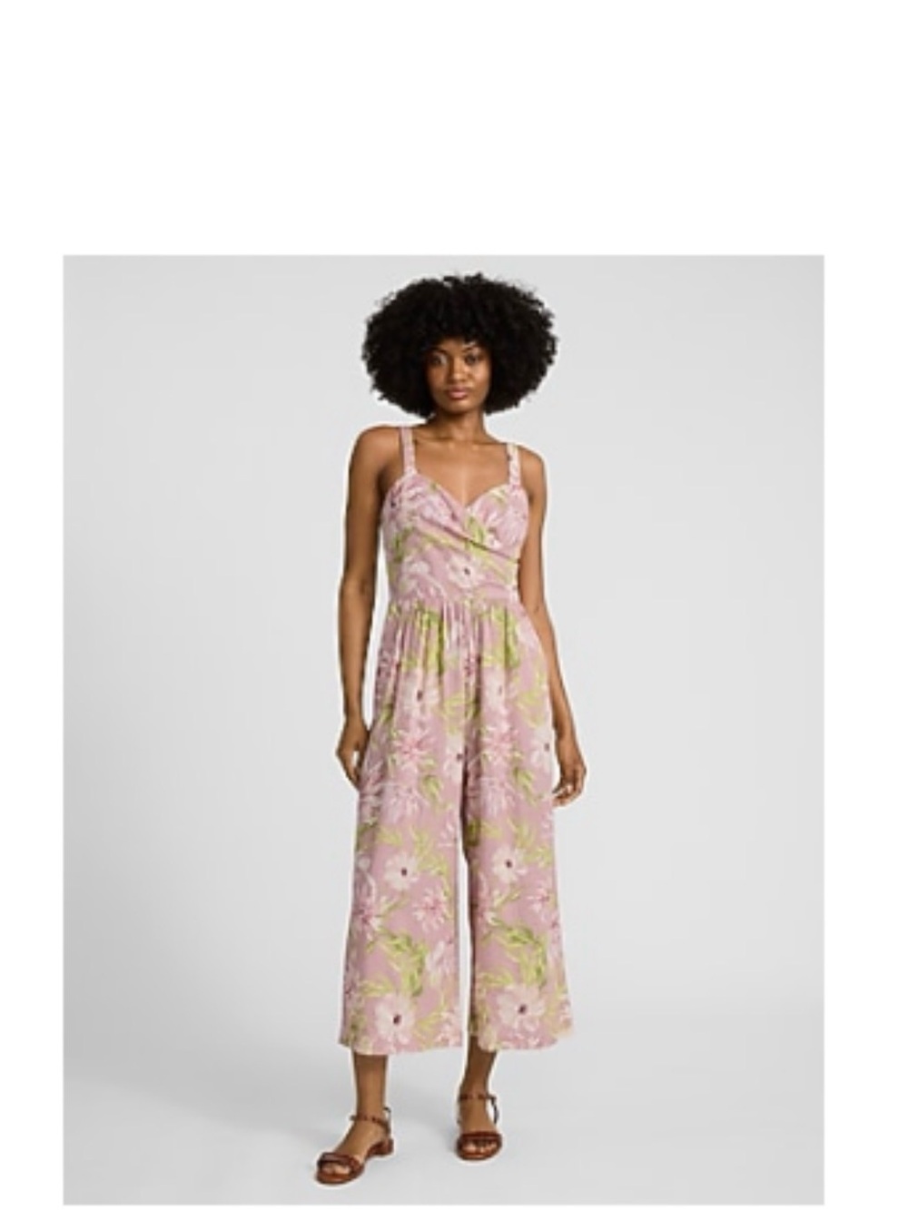 Express Pink Floral Cropped Wide-Leg Jumpsuit